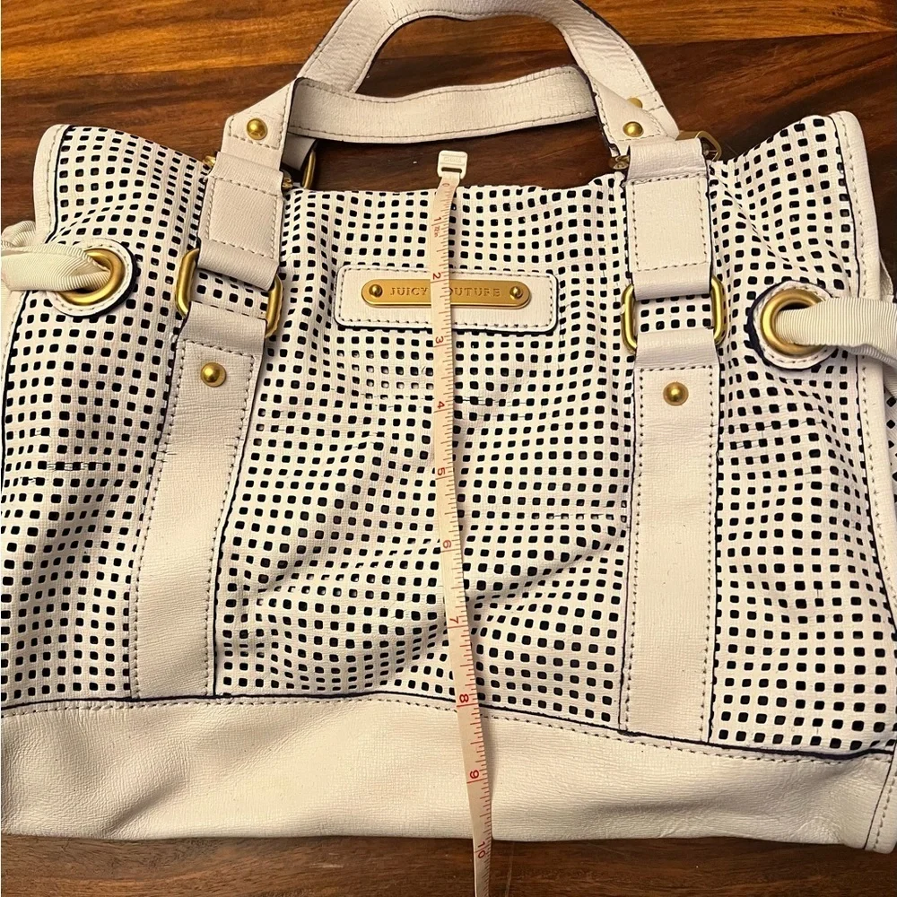 Juicy Couture White and Black Perforated Satchel